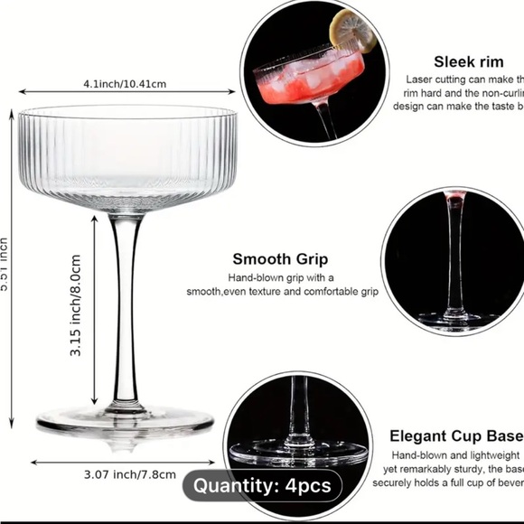 Elegant Glass Coupe Set - Multicolor - Picture 3 of 6